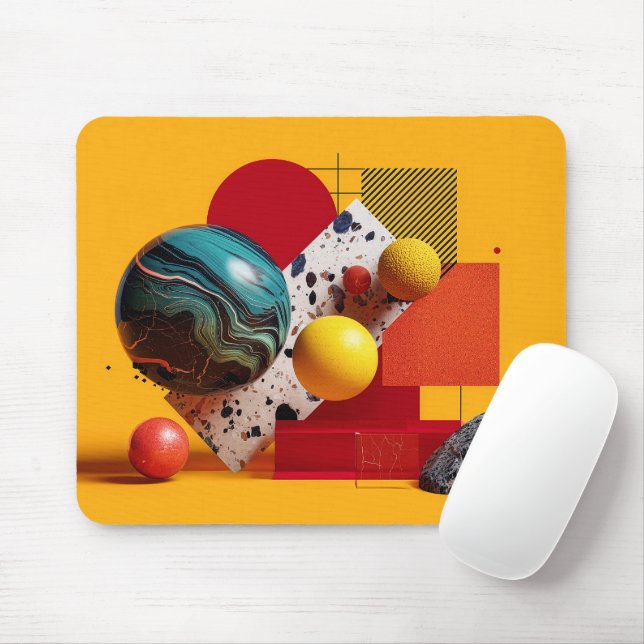 Abstract geometric colorful composition  mouse pad (With Mouse)