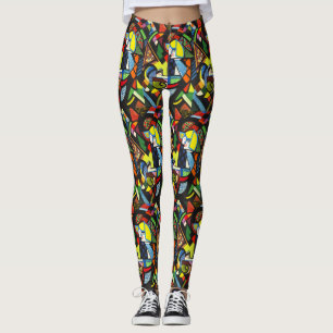 Abstract Geometric Colorful Modernist Painting Leggings