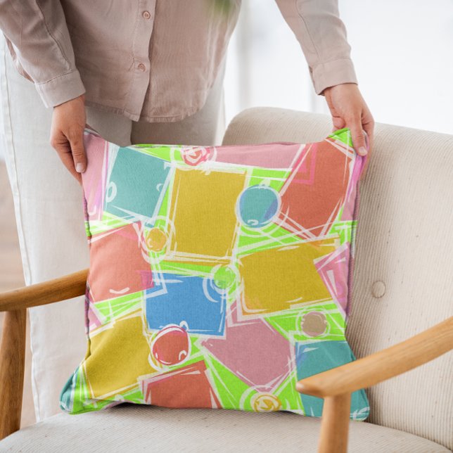 Abstract Geometric Colorful  Throw Pillow (Creator Uploaded)