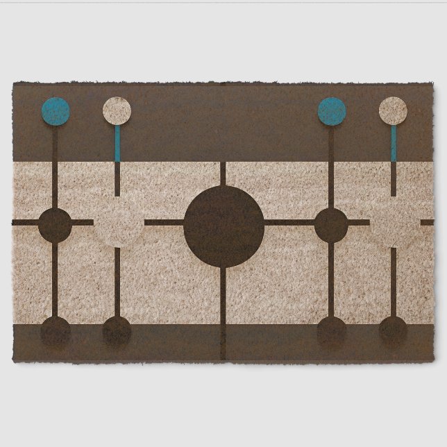 Abstract Geometric Composition Featuring Circles Fiber Doormat (Front)