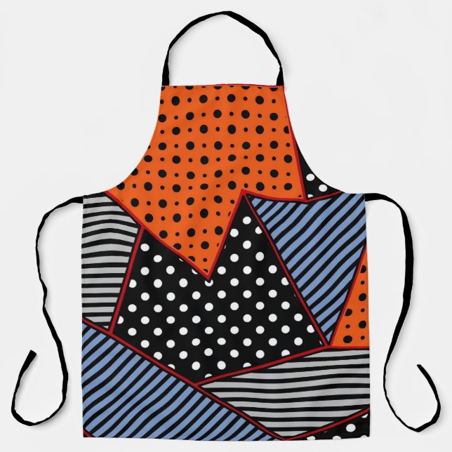 Abstract Geometric Composition: Orange Blue Patter Apron (Front)
