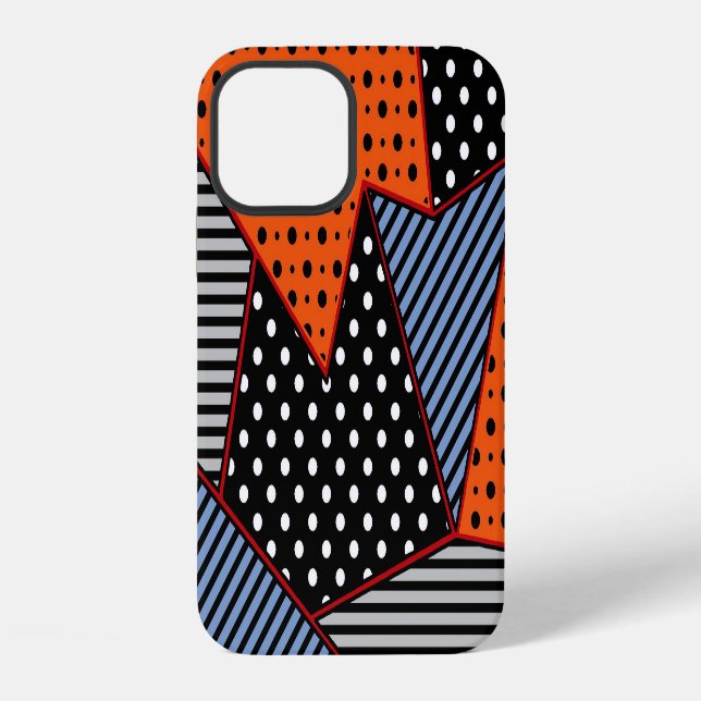 Abstract Geometric Composition: Orange Blue Patter Iphone Case (Back)
