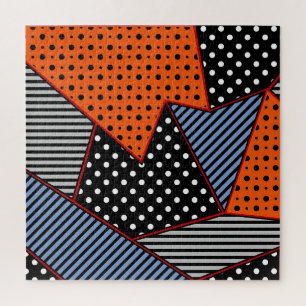 Abstract Geometric Composition: Orange Blue Patter Jigsaw Puzzle