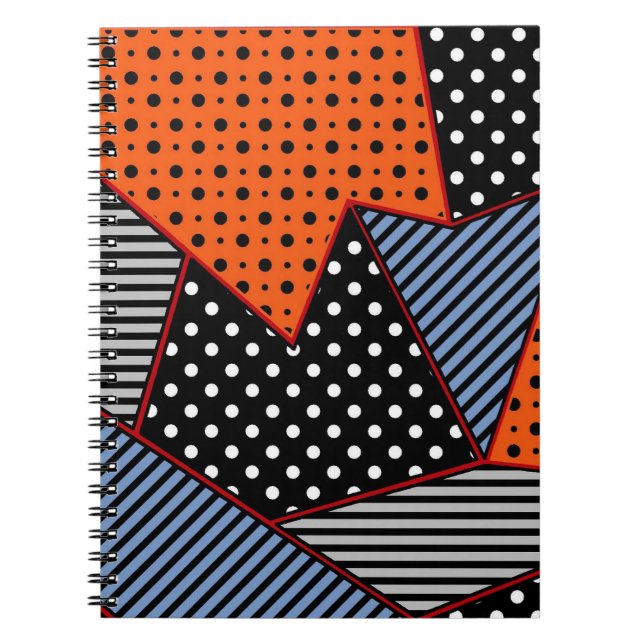 Abstract Geometric Composition: Orange Blue Patter Notebook (Front)