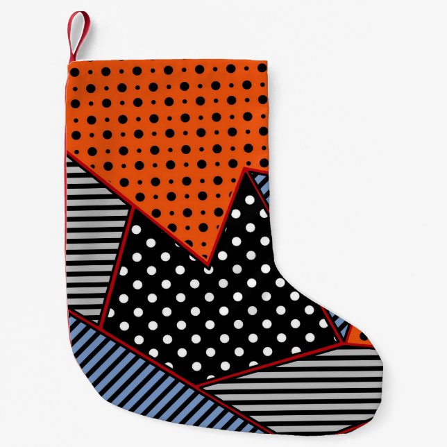 Abstract Geometric Composition: Orange Blue Patter Small Christmas Stocking (Front)