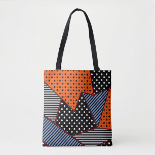Abstract Geometric Composition: Orange Blue Patter Tote Bag