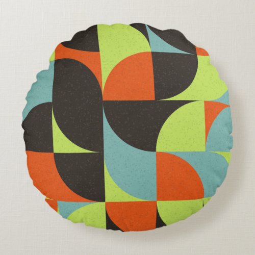 Abstract Geometric Computational Art Illustration Round Pillow