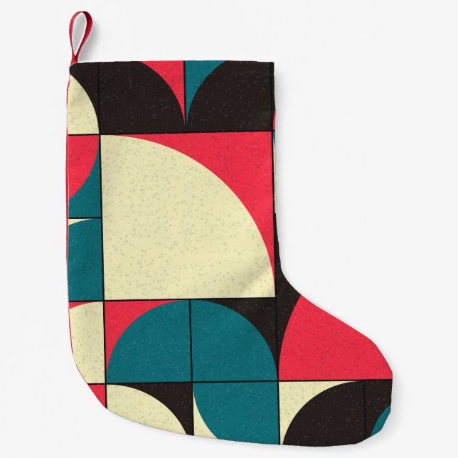 Abstract geometric, computational art illustration small christmas stocking (Front)