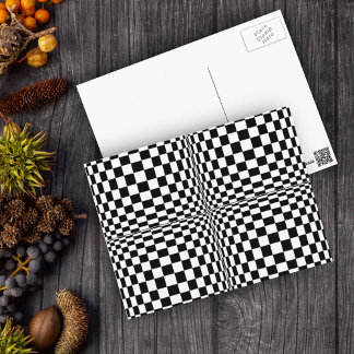 Abstract Geometric Cool 3D Black White Squares Postcard