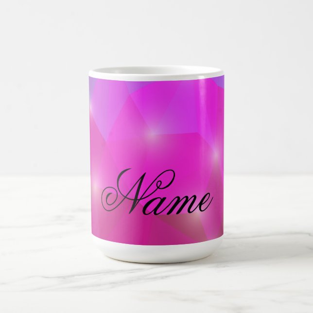 Abstract Geometric Crystal Mosaic in Pink Coffee Mug (Center)