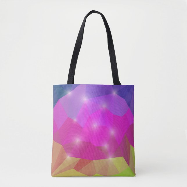 Abstract Geometric Crystal Mosaic in Pink Tote Bag (Front)