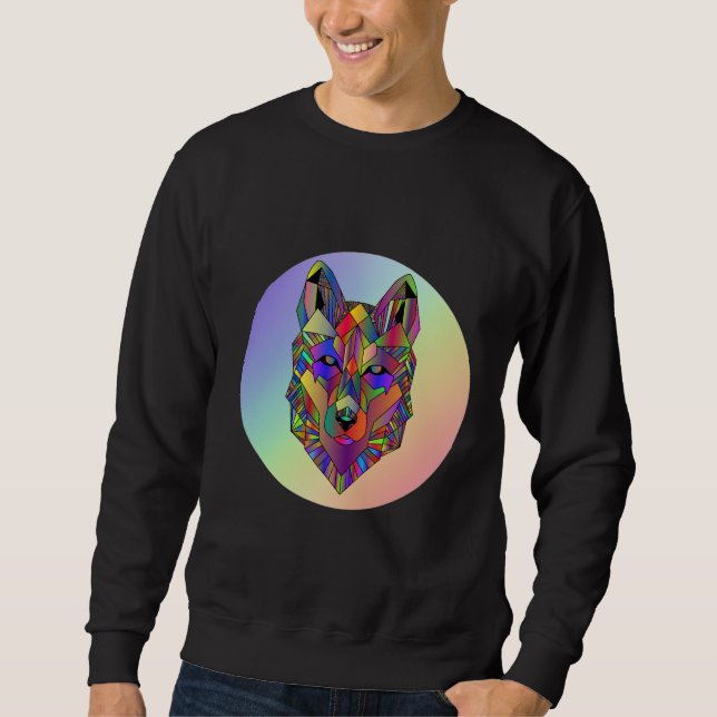 Abstract geometric cubic wolf  art  T-Shirt Sweatshirt (Front)