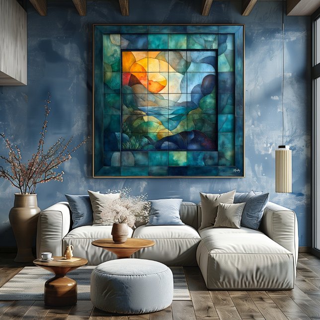 Abstract Geometric Cubism – Vivid Landscape Art Poster (Creator Uploaded)