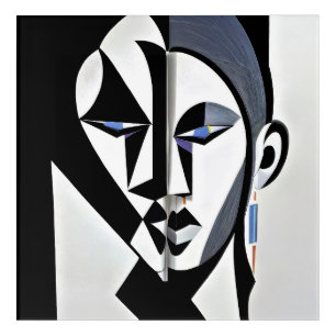 Abstract Geometric Cubist Face Acrylic Print