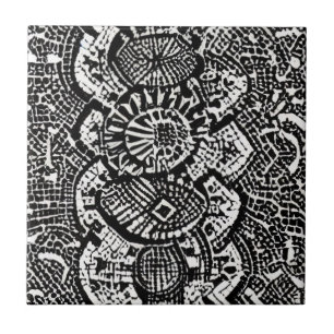 Abstract geometric design black white ceramic tile