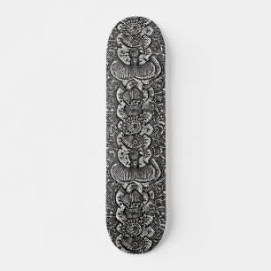 Abstract geometric design black white skateboard