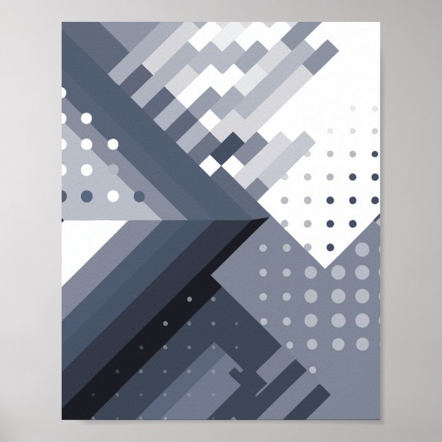 Abstract Geometric Design in Gray Tones Poster (Front)