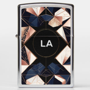 Abstract Geometric Design with Gold Glitter Zippo Lighter
