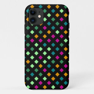 Abstract Geometric Diamond Retro Modern Squares iPhone 11 Case