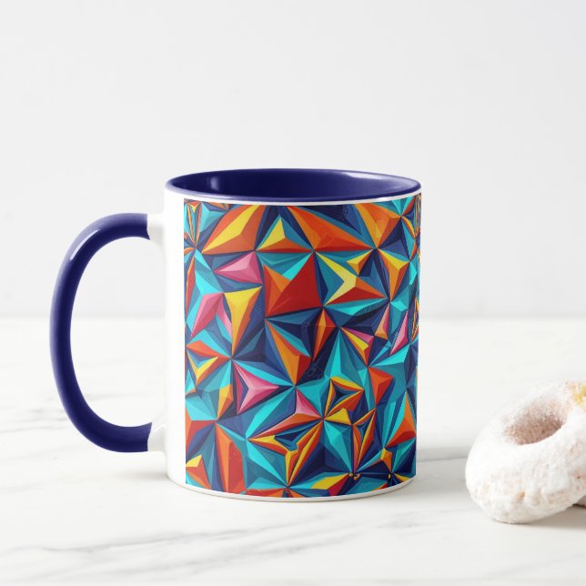 Abstract geometric digital pattern 18 - Coffee Mug (With Donut)