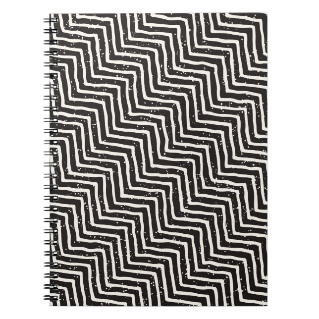 Abstract Geometric Doodle: Black White Pattern Notebook (Front)
