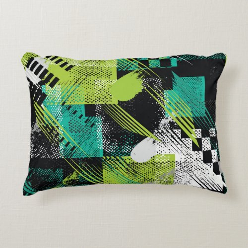 Abstract Geometric Dots Stripes Pattern Accent Pillow