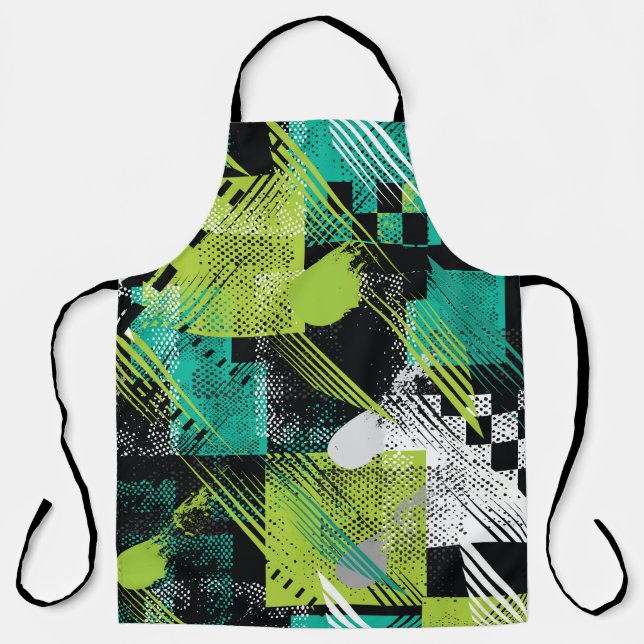 Abstract Geometric Dots Stripes Pattern Apron (Front)