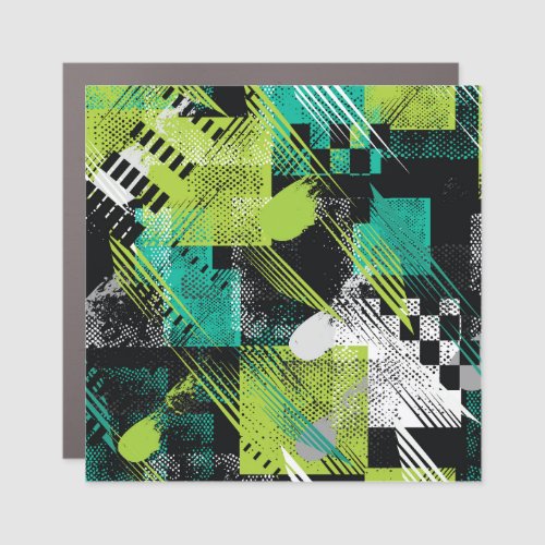 Abstract Geometric Dots Stripes Pattern Car Magnet