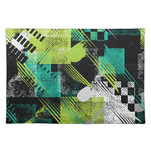 Abstract Geometric Dots Stripes Pattern Cloth Placemat