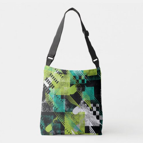 Abstract Geometric Dots Stripes Pattern Crossbody Bag