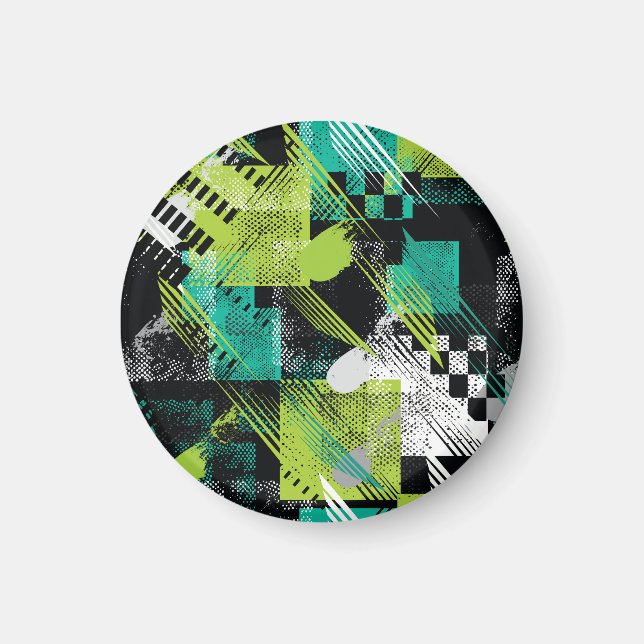 Abstract Geometric Dots Stripes Pattern Magnet (Front)