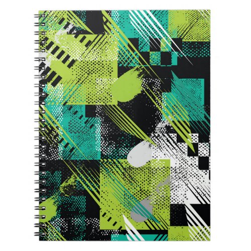 Abstract Geometric Dots Stripes Pattern Notebook