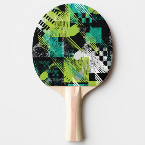 Abstract Geometric Dots Stripes Pattern Ping Pong Paddle