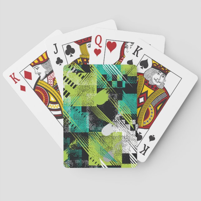 Abstract Geometric Dots Stripes Pattern Poker Cards (Back)