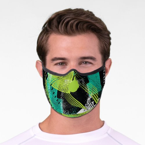 Abstract Geometric Dots Stripes Pattern Premium Face Mask