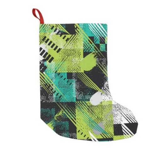 Abstract Geometric Dots Stripes Pattern Small Christmas Stocking