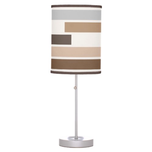Abstract Geometric Earth Tones Stripes Art Pattern Table Lamp