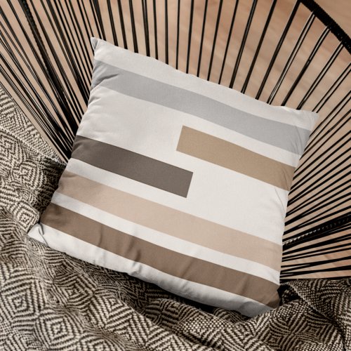 Abstract Geometric Earth Tones Stripes Art Pattern Throw Pillow