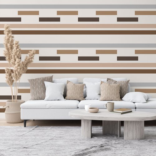 Abstract Geometric Earth Tones Stripes Art Pattern Wallpaper