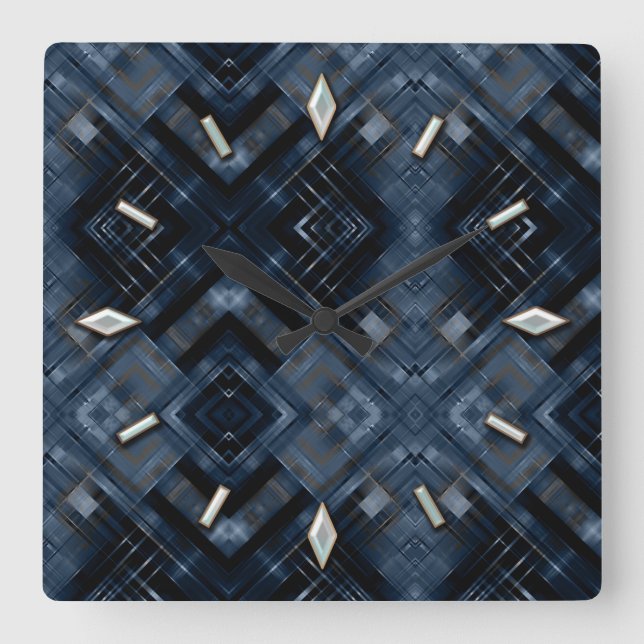 Abstract, geometric, elegant, colorful, polygonal square wall clock (Front)