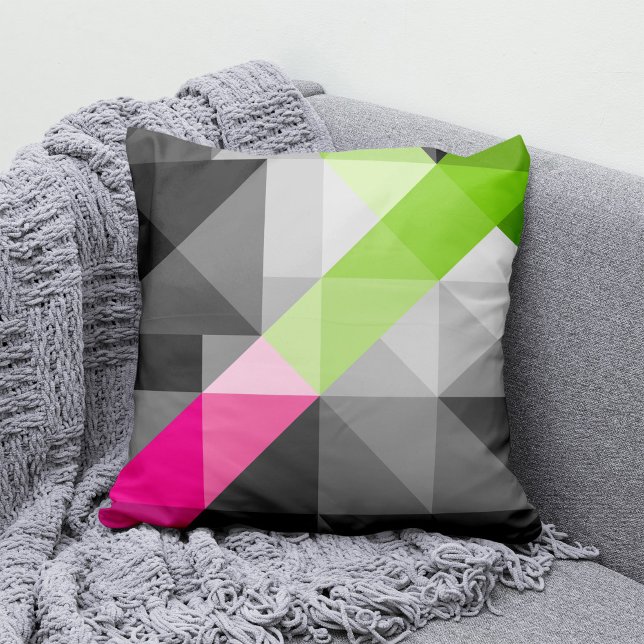 Abstract geometric elegant Grey pink green colors Throw Pillow (Creator Uploaded)