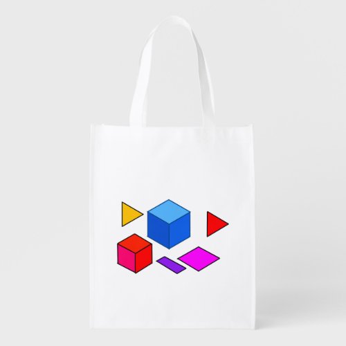Abstract Geometric Elements Pattern for Minimalist Grocery Bag