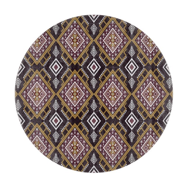 Abstract geometric ethnic, wallpaper design. cutting board (Front)