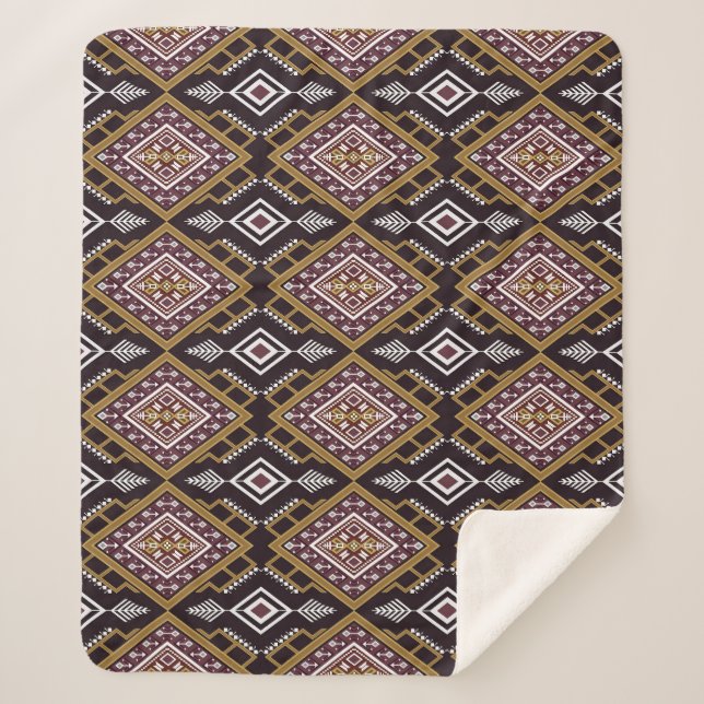 Abstract geometric ethnic, wallpaper design. sherpa blanket (Front)