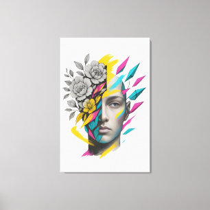 Abstract Geometric Face Modern Wall Art