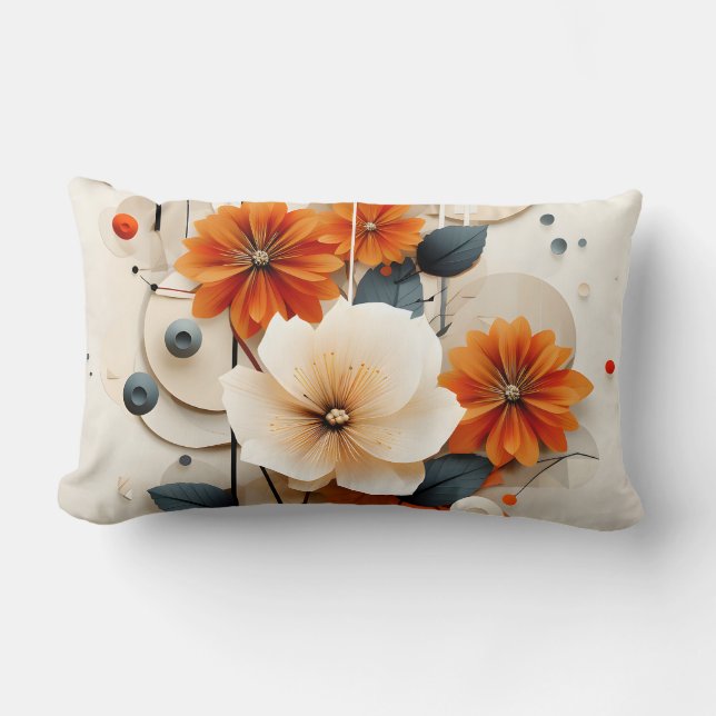 Abstract Geometric Floral Lumbar Pillow (Front)