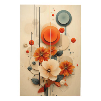 Abstract Geometric Floral Wood Wall Art