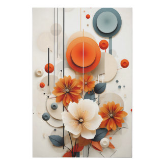 Abstract Geometric Floral Wrapped Canvas Print