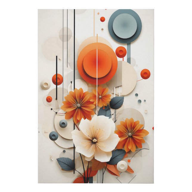Abstract Geometric Floral Wrapped Canvas Print (Front)