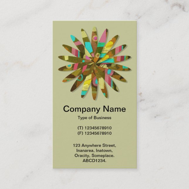 Abstract Geometric Flower 02 - Pale Khaki Business Card (Front)